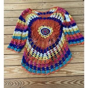 NWT Beachsissi Crochet Cover Up Top Size Small Women’s Rainbow